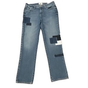 PAIGE PORTER MIDRISE‎ RELAXED STRAIGHT JEANS BETHANY PATCH Sz 26 Fits 29.5x28